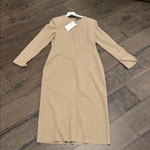NWT Zara WOOL COLLECTION SRESS SIZE XL Beige Long Sleeve Dress - Picture 6 of 17